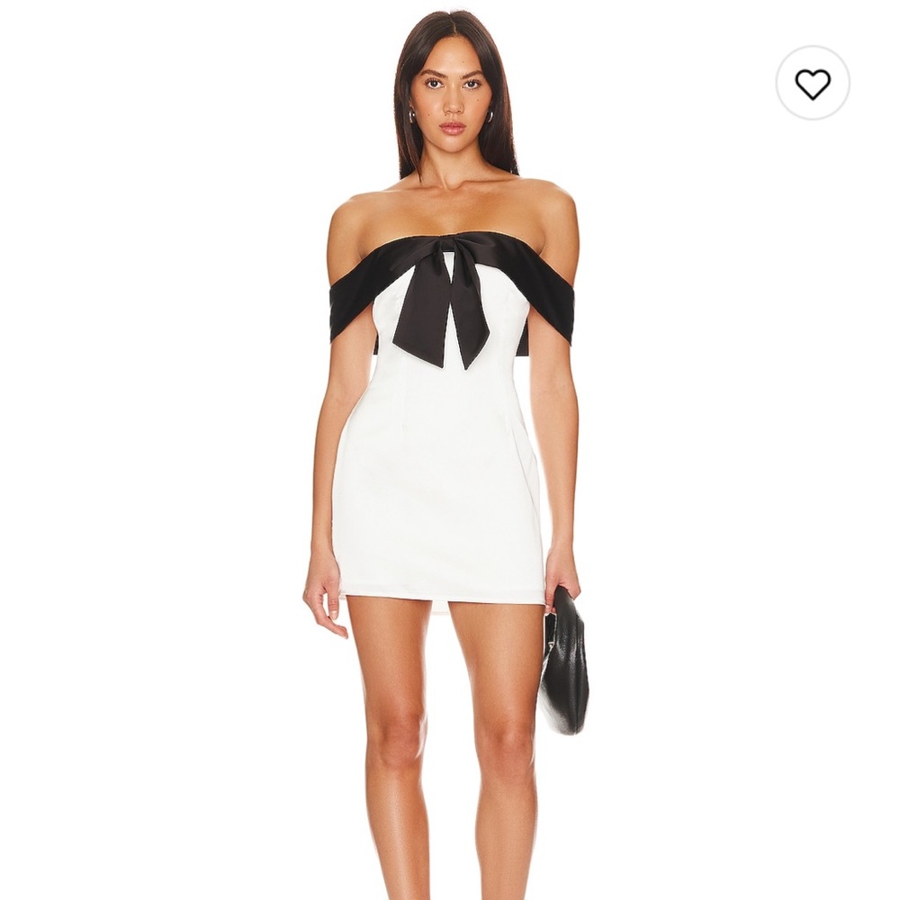 Jewel Mini Dress in white and black More to come bow dress